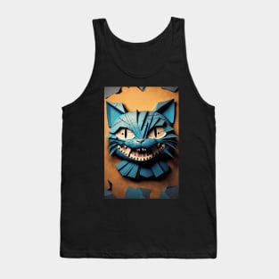 Cool cat portrait Paper art style Tank Top